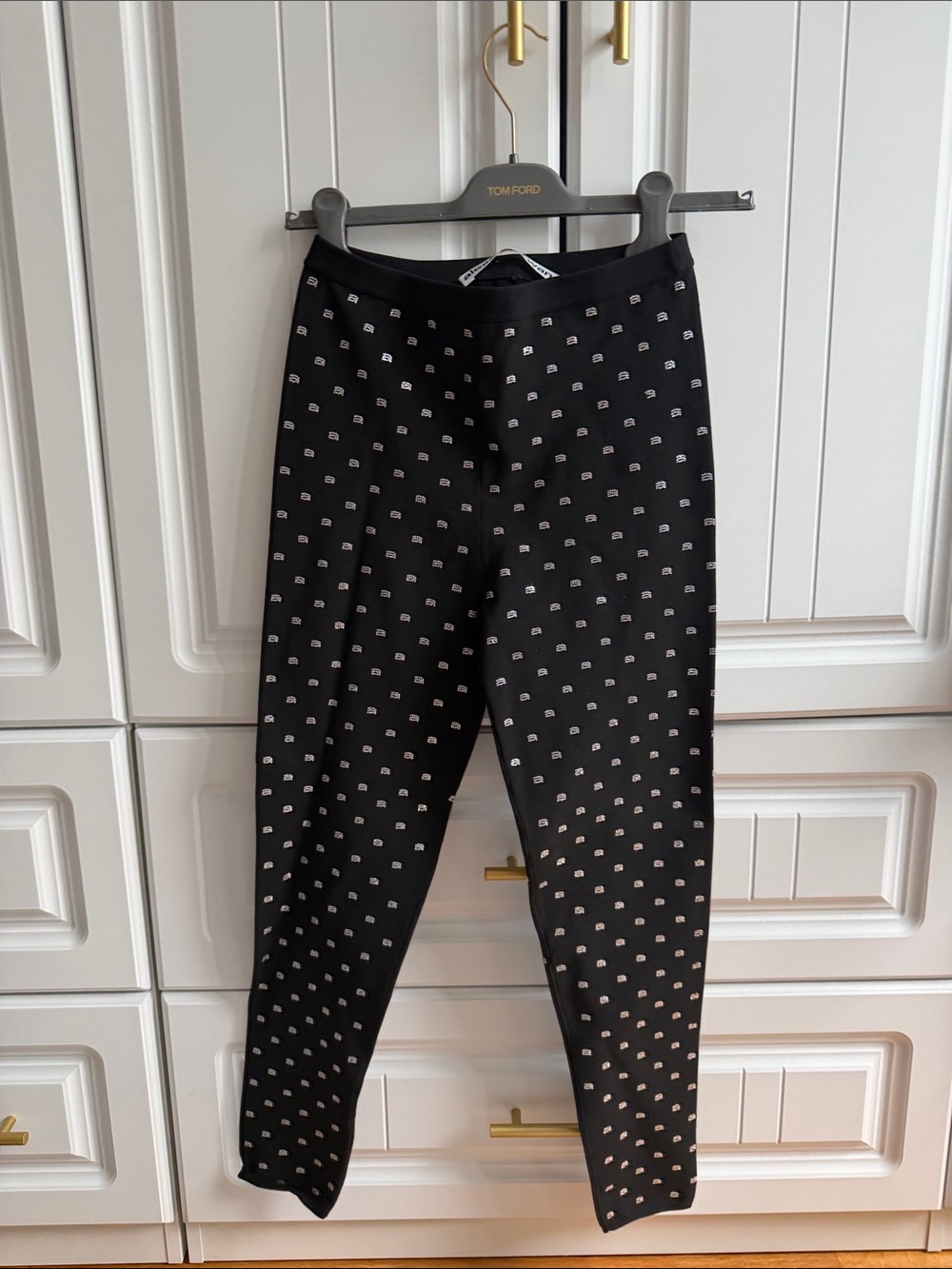 Alexander Wang Black Leggings with White Micro Print